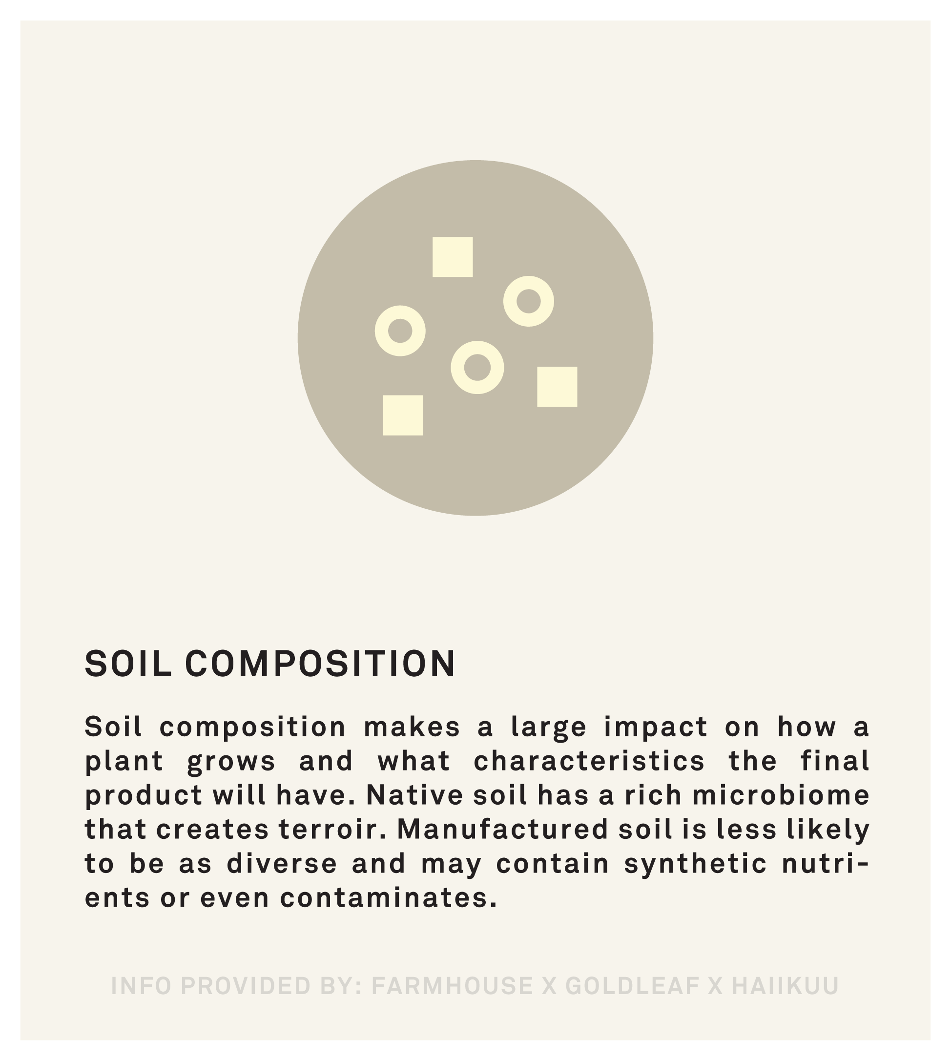 Native soil has a rich microbiome that creates terroir. Manufactured soil is less likely to be as diverse and may contain synthetic nutrients or even contaminates.